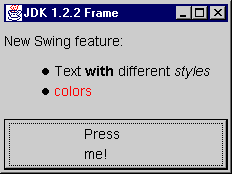 Screenshot of running example JDK1.2.2 application